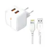 МЕРЕЖЕВИЙ ЗАРЯДНИЙ ПРИСТРІЙ XO L61 12W 2USB PORT 2.4A CHARGER WITH LIGHTNING CABLE, БІЛИЙ