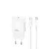 МЕРЕЖЕВИЙ ЗАРЯДНИЙ ПРИСТРІЙ XO L131 PD30W 1TYPE-C FAST CHARGING WITH LIGHTNING CABLE, БІЛИЙ