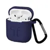 ЧОХОЛ ДЛЯ AIRPODS СИЛІКОНОВИЙ LOGO 2IN1 (+ КАРАБИН) (ТЕХ. ПАК) DARK-BLUE