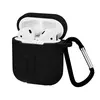 ЧОХОЛ ДЛЯ AIRPODS СИЛІКОНОВИЙ LOGO 2IN1 (+ КАРАБИН) (ТЕХ. ПАК), ЧОРНИЙ