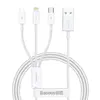 КАБЕЛЬ 3IN1 BASEUS SUPERIOR SERIES FAST CHARGING DATA CABLE USB-A TO (LIGHTNING, MICRO, TYPE-C) 3.5A 1M, БІЛИЙ P10320105221-00