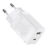 МЕРЕЖЕВИЙ ЗАРЯДНИЙ ПРИСТРІЙ BASEUS SUPER SI PRO QUICK CHARGER C+U 30W EU, БІЛИЙ CCSUPP-E02