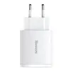 МЕРЕЖЕВИЙ ЗАРЯДНИЙ ПРИСТРІЙ BASEUS COMPACT QUICK CHARGER 2U+C 30W EU, БІЛИЙ CCXJ-E02