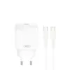 МЕРЕЖЕВИЙ ЗАРЯДНИЙ ПРИСТРІЙ XO L141 20W SINGLE TYPE-C FAST CHARGER + TYPE-C CABLE (NB-Q231A), БІЛИЙ