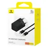 МЕРЕЖЕВИЙ ЗАРЯДНИЙ ПРИСТРІЙ BASEUS GAN5 FAST CHARGER (MINI) 1C 30W EU CABLE TYPE-C TO TYPE-C 1M, ЧОРНИЙ P10110902113-00
