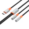 АДАПТЕР XO NB-R269B COUPLE CABLE TYPE-C TO DUAL 3.5 FEMALE ADAPTER 1.2M, ЧОРНИЙ