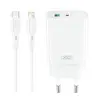 МЕРЕЖЕВИЙ ЗАРЯДНИЙ ПРИСТРІЙ XO CE29 20W 1USB-A+1TYPE-C FAST CHARGER WITH LIGHTNING CABLE (NB-Q231A), БІЛИЙ