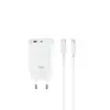 МЕРЕЖЕВИЙ ЗАРЯДНИЙ ПРИСТРІЙ XO CE29 20W 1USB-A+1TYPE-C FAST CHARGER WITH TYPE-C CABLE (NB-Q231A), БІЛИЙ