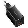 МЕРЕЖЕВИЙ ЗАРЯДНИЙ ПРИСТРІЙ BASEUS GAN5 PRO FAST CHARGER 2C+U 65W EU CABLE TYPE-C TO TYPE-C 1M, ЧОРНИЙ CCGP120201