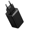 МЕРЕЖЕВИЙ ЗАРЯДНИЙ ПРИСТРІЙ BASEUS GAN5 PRO FAST CHARGER 2C+U 65W EU CABLE TYPE-C TO TYPE-C 1M, ЧОРНИЙ CCGP120201