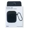 ЧОХОЛ ДЛЯ AIRPODS 1, 2 SILICON SLIM (+ КАРАБИН) NEW BOX, ЧОРНИЙ