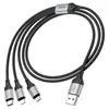 КАБЕЛЬ HOCO X102 FRESH 3IN1 CHARGING DATA CABLE (LIGHTNING, MICRO, TYPE-C) 1M, ЧОРНИЙ