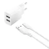 МЕРЕЖЕВИЙ ЗАРЯДНИЙ ПРИСТРІЙ XO L109 DUAL USB-A 2.4A CHARGER WITH LIGHTNING CABLE, БІЛИЙ