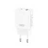 МЕРЕЖЕВИЙ ЗАРЯДНИЙ ПРИСТРІЙ XO L130 (EU) PD30W, QC18W (1TYPE-C+1USB-A) FAST CHARGING CHARGER, БІЛИЙ