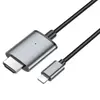 КАБЕЛЬ HDTV HOCO UA27 HD ON-SCREEN CABLE LIGHTNING TO HDTV 2M, METAL, СІРИЙ