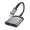 АДАПТЕР АУДІО HOCO LS39 TYPE-C TO TYPE-C+3.5 DIGITAL AUDIO CONVERTER 1.5M METAL, СІРИЙ