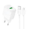МЕРЕЖЕВИЙ ЗАРЯДНИЙ ПРИСТРІЙ HOCO CS52A SURPLUS SINGLE-PORT QC3.0 CHARGER + MICRO, БІЛИЙ