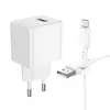 МЕРЕЖЕВИЙ ЗАРЯДНИЙ ПРИСТРІЙ BOROFONE BAS11A ERUDITE SINGLE PORT 1USB, 2.1A + CABLE MICRO, БІЛИЙ