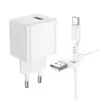 МЕРЕЖЕВИЙ ЗАРЯДНИЙ ПРИСТРІЙ BOROFONE BAS11A ERUDITE SINGLE PORT 1USB, 2.1A+ CABLE TYPE-C, БІЛИЙ