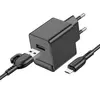 МЕРЕЖЕВИЙ ЗАРЯДНИЙ ПРИСТРІЙ BOROFONE BAS11A ERUDITE SINGLE PORT 1USB, 2.1A + CABLE MICRO, ЧОРНИЙ