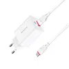 МЕРЕЖЕВИЙ ЗАРЯДНИЙ ПРИСТРІЙ BOROFONE BA21A LONG QC3.0 1USB, 3A, 18W + CABLE MICRO, БІЛИЙ