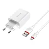 МЕРЕЖЕВИЙ ЗАРЯДНИЙ ПРИСТРІЙ BOROFONE BA21A LONG QC3.0 1USB, 3A, 18W + CABLE MICRO, БІЛИЙ