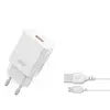 МЕРЕЖЕВИЙ ЗАРЯДНИЙ ПРИСТРІЙ XO L127 USB-A QC18W FAST CHARGING CHARGER WITH MICRO CABLE, БІЛИЙ