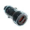 АВТОМОБІЛЬНИЙ ЗАРЯДНИЙ ПРИСТРІЙ XO CC60 SMART TRANSPARENT CAR CHARGER A30W+C30W, SIMULTANEOUS 60W СИНІЙ
