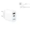 МЕРЕЖЕВИЙ ЗАРЯДНИЙ ПРИСТРІЙ XO L97 A+C DUAL PORT HOME CHARGER WITH MICRO CABLE, БІЛИЙ