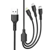 КАБЕЛЬ XO NB230 2.4A ROCK SERIES 3IN1 DATA CABLE, ЧОРНИЙ