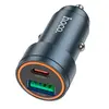 АВТОМОБІЛЬНИЙ ЗАРЯДНИЙ ПРИСТРІЙ HOCO Z57A GLORIOUS PD30W, QC3.0, CAR CHARGER METAL, СІРИЙ