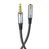 ПОДОВЖУВАЧ AUDIO HOCO UPA20 3.5 AUDIO EXTENSION CABLE MALE TO FEMALE (L=2M) 2M, METAL, СІРИЙ
