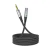 ПОДОВЖУВАЧ AUDIO HOCO UPA20 3.5 AUDIO EXTENSION CABLE MALE TO FEMALE (L=2M) 2M, METAL, СІРИЙ