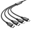 КАБЕЛЬ HOCO X76 4IN1 SUPER CHARGING CABLE (TYPE-C+TYPE-C+IP+MICRO) 2A, 1M, ЧОРНИЙ
