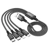КАБЕЛЬ HOCO X76 4IN1 SUPER CHARGING CABLE (TYPE-C+TYPE-C+IP+MICRO) 2A, 1M, ЧОРНИЙ