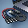 КАБЕЛЬ HOCO X76 4IN1 SUPER CHARGING CABLE (TYPE-C+TYPE-C+IP+MICRO) 2A, 1M, ЧОРНИЙ, ЧЕРВОНИЙ, СИНІЙ