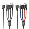 КАБЕЛЬ HOCO X76 4IN1 SUPER CHARGING CABLE (TYPE-C+TYPE-C+IP+MICRO) 2A, 1M, ЧОРНИЙ, ЧЕРВОНИЙ, СИНІЙ