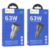 АВТОМОБІЛЬНИЙ ЗАРЯДНИЙ ПРИСТРІЙ HOCO Z57B GLORIOUS 63W DUAL-PORT DIGITAL DISPLAY PD45W+QC3.0 CAR CHARGER, ЧОРНИЙ