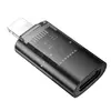 ПЕРЕХІДНИК HOCO UA36A IP MALE TO C FEMALE OTG TRANSPARENT ADAPTER, ЧОРНИЙ
