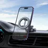 АВТОТРИМАЧ HOCO H77 VIEW FOLDING MAGNETIC RING CAR HOLDER (CENTER CONSOLE), ЧОРНИЙ METAL, СІРИЙ