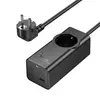 МЕРЕЖЕВИЙ ПОДОВЖУВАЧ HOCO NS9 WISDOM 1-POSITION (PD67W, 3C1A) DESKTOP SOCKET (EU, GER), ЧОРНИЙ