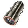 АВТОМОБІЛЬНИЙ ЗАРЯДНИЙ ПРИСТРІЙ HOCO Z46A СИНІЙ WHALE 1PDOUT, 1USB, QC, PD20W, 3A METAL, СІРИЙ