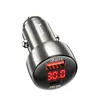 АВТОМОБІЛЬНИЙ ЗАРЯДНИЙ ПРИСТРІЙ HOCO Z50 LEADER 48W DUAL-PORT PD30W, QC3.0, CAR CHARGER WITH DIGITAL DISPLAY METAL, СІРИЙ