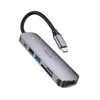 ХАБ HUB TYPE-C (PD) HUB HOCO HB28 TYPE-C MULTI-FUNCTION CONVERTER (HDTV+USB3.0+USB2.0+SD+TF+PD) METAL, СІРИЙ