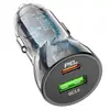 АВТОМОБІЛЬНИЙ ЗАРЯДНИЙ ПРИСТРІЙ HOCO Z47A TRANSPARENT DISCOVERY EDITION 1PDOUT, 1USB, QC, PD30W, 3A, ЧОРНИЙ