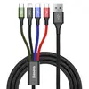 КАБЕЛЬ BASEUS FAST 4IN1 CABLE ДЛЯ LIGHTNING+TYPE-C (2)+MICRO 3.5A 1.2M, ЧОРНИЙ CA1T4-B01
