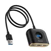 ХАБ HUB BASEUS SQUARE ROUND 4IN1 ХАБ HUB ADAPTER (USB3.0 TO USB3.0*1+USB2.0*3) 1M, ЧОРНИЙ CAHUB-AY01