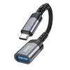 ПЕРЕХІДНИК HOCO UA24 TYPE-C MALE TO USB FEMALE 3.0 CONVERTER METAL, СІРИЙ
