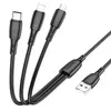 MR4_146063 Кабель borofone bx71 3in1 easy charging cable для lightning+micro+type-c 2a, 1m, чорний 