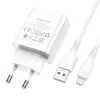МЕРЕЖЕВИЙ ЗАРЯДНИЙ ПРИСТРІЙ BOROFONE BA74A ASPIRER 1USB, 2.1A + CABLE MICRO БIЛИЙ